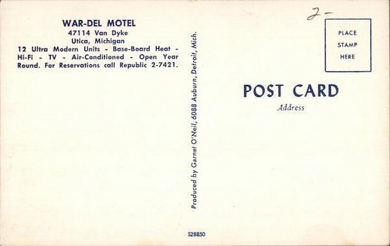 War-Del Motel - Vintage Postcard (newer photo)